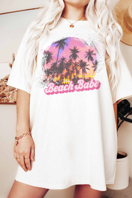 White Beach Babe Graphic Tunic T Shirt