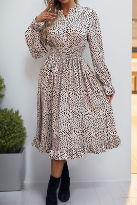 Leopard Ruffle Hem Midi Dress