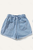 Blue Denim Fold Hem SHorts