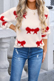 Bowknot Pattern Knitting Long Sleeves Sweater