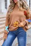 Flower Patched Knitting Sweater