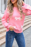 Bowknot Pattern Knitting Long Sleeves Sweater
