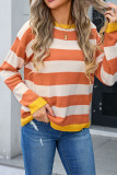 Colorblock Stripes Splicing Knitting Sweater