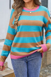 Colorblock Stripes Splicing Knitting Sweater