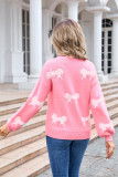 Bowknot Pattern Knitting Long Sleeves Sweater