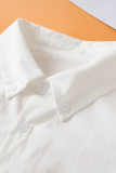 White Solid Puff Short Sleeve Shirt