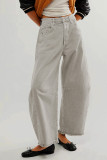 Ripped Raw Hem Wide Leg Jeans