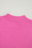 Pink Ribbed Knit Contrast Sleeve Sweater Top