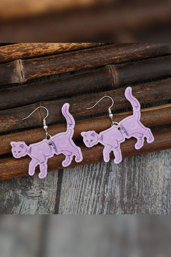 Purple Cat Earrings