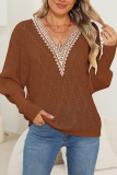 Hollowed V Neck Knitting Sweater