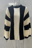 Round Neck Striped Design Knit Sweater