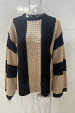 Round Neck Striped Design Knit Sweater