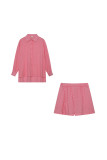 Plain Texture Puff Sleeves Shirt Shorts 2PCS Set