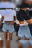 Rhinestone Denim Shorts with Pockets