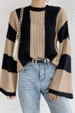 Round Neck Striped Design Knit Sweater
