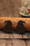 Halloween Dark Witch Hat Hollow Out Leather Earrings