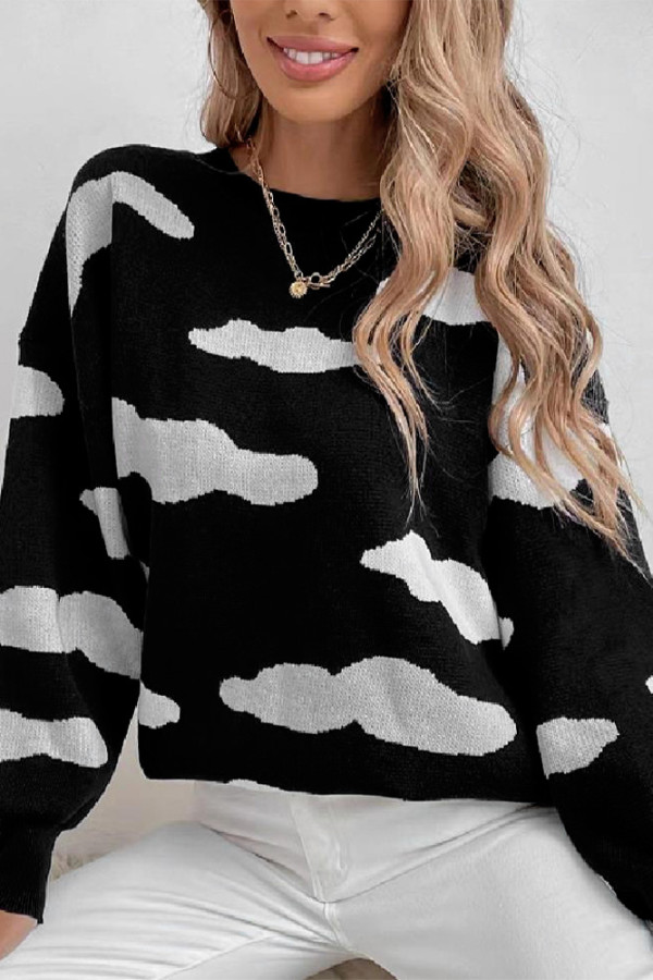 Black Cloud Jacquard Knitting Sweater
