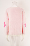 Flower Pattern Plus Size Open Front Knit Sweater