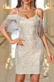 Sequin Glitter Tassel Dress