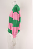 Colorblock Open Front Knitting Cardigans