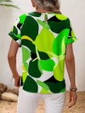 Trendy Multi-Color Printed U-Neck Short Sleeve Top