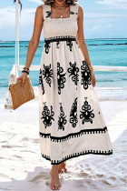 Printed Straps Beach Casual Maxi Dress