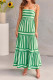 Green Stripes Tiered Spaghetti Dress