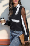 Black Lace Sheer Long Sleeves Top