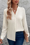 Apricot Jacquard Splicing Button Up SHirt