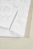White Leopard Jacquard Quarter Zip Tee and Shorts Set