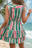 Printed SLeeveless Ruffle Dress