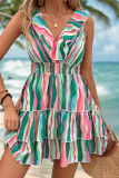Printed SLeeveless Ruffle Dress