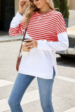 Stripes Splicing Long Sleeves Top