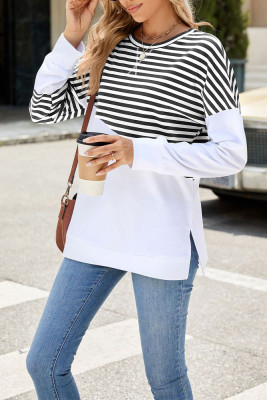 Stripes Splicing Long Sleeves Top