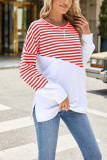 Stripes Splicing Long Sleeves Top