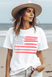 White American Flag Crew Neck Graphic Tee