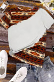 Horses Feather Aztec Print Short Sleeves Top
