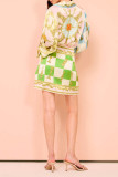 Lantern Sleeves Multi Color Mini Dress