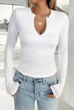 Plain V Neck Long Sleeves Top