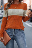 Colorblock Splicing Long Sleeves Top