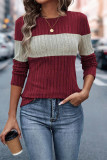 Colorblock Splicing Long Sleeves Top