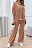 Plain Knitting 2PCS Pants Set