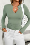 Plain V Neck Long Sleeves Top