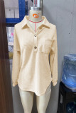Turndown Collar Pocket Waffle Top