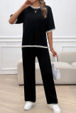 Plain Knitting 2PCS Pants Set