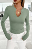Plain V Neck Long Sleeves Top