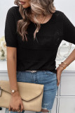 Eyelet Knitting SHort Sleeves Sweater