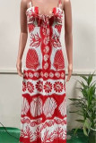 Red Spaghetti Floral Dress