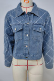 Blue Embroidery Rivet Denim Jacket