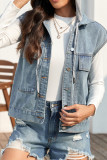 Hooded Sleeveless Denim Jacket